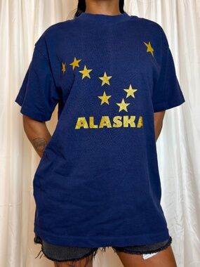 Vintage Alaska Big Dipper State Flag Single Stitch Navy T-Shirt